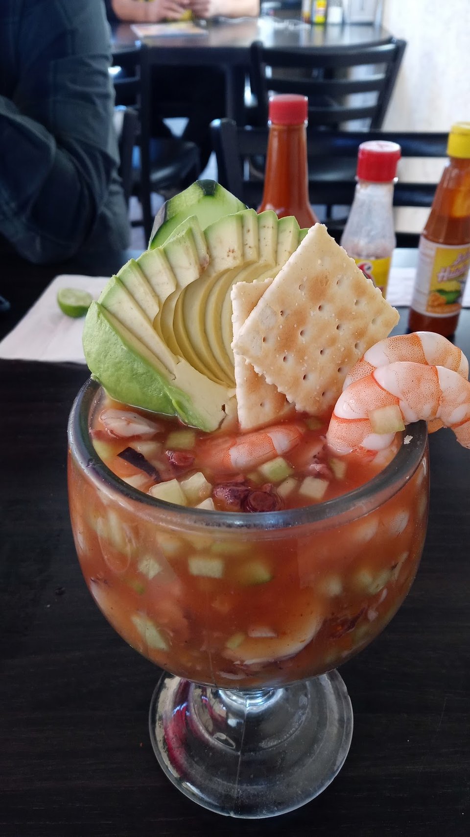 Printed menu showing seafood dishes and soups.